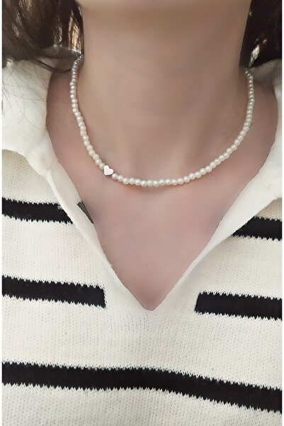 MARCİELO Accessories Heart Necklace with Pearls - Bijouterie Necklace