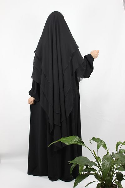BeSelıum Πρακτικό σιφόν σουφλέ Hijab Hijab - 3 στρώσεων, με μαντήλι και λεπτομέρεια κασκόλ