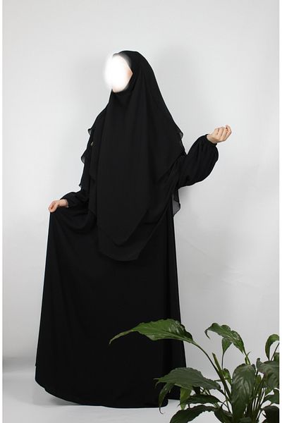 BeSelıum Πρακτικό σιφόν σουφλέ Hijab Hijab - 3 στρώσεων, με μαντήλι και λεπτομέρεια κασκόλ