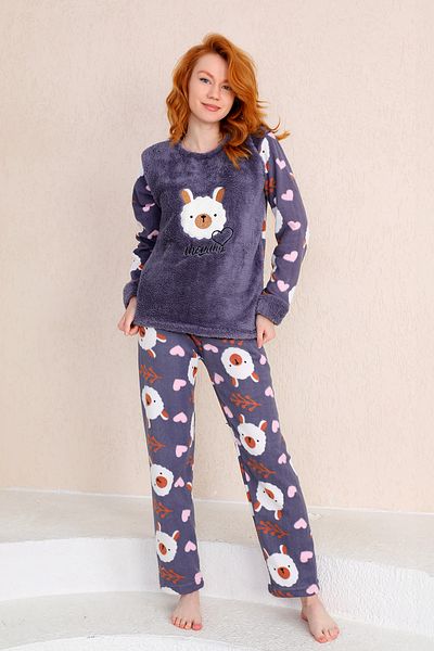 nisaNCa Χειμερινό Γυναικείο Σετ Πιτζάμες Welsoft Fleece - Πρωτοχρονιάτικες Πυτζάμες