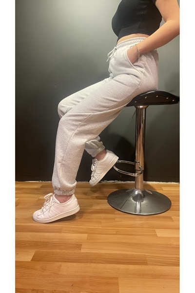 MODA YAKUT Γκρι Oversize Φούτερ με ελαστικά πόδια