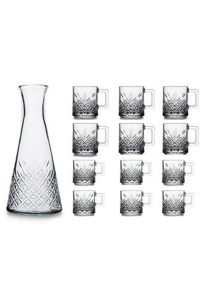 Paşabahçe Timeless 13 Piece Glass Set with Handle and Carafe
