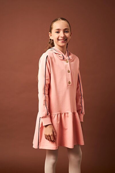 Perendi Λεπτομερές κουτάβι κοριτσίστικο φόρεμα με κουκούλα