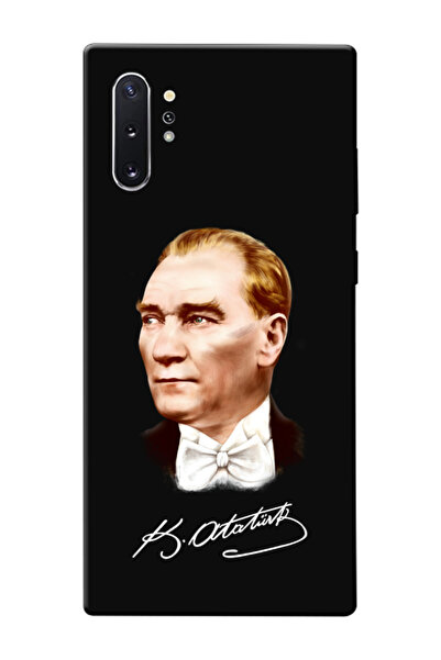 frondcase Samsung Note 10 Plus Atatürk İmzalı Siyah Telefon Kılıfı