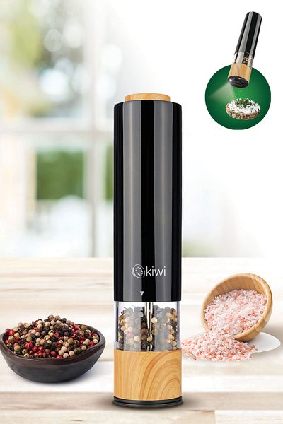 Kiwi Salt Pepper Mill with Battery Light Automatic Adjustable Spice Grinder