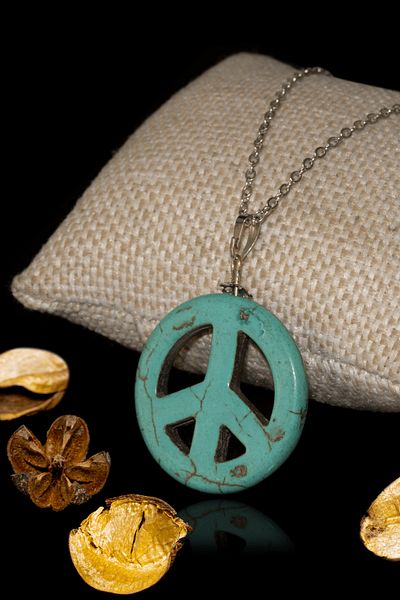 Tesbih Atölyesi Certified Peace Symbol 1st quality Turquoise Stone Necklace