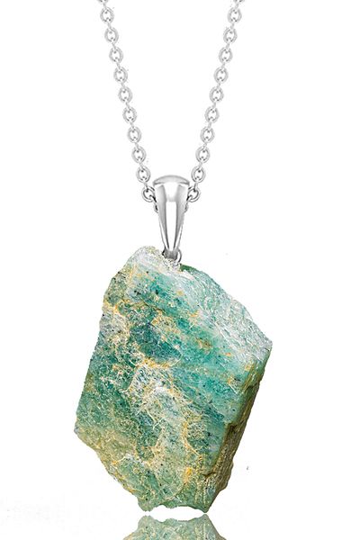 Tesbih Atölyesi Certified Raw Unprocessed Amazonite Stone Necklace