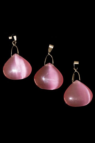 Tesbih Atölyesi Certified Special Cut Pink Cat's Eye Stone Necklace