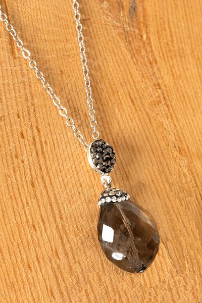 Tesbih Atölyesi Certified Faceted Zircon Stone Smoky Quartz Stone Necklace