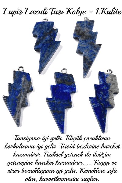 Tesbih Atölyesi Certified Lightning Model Lapis Lazuli Stone Necklace - Aaa+ Quality