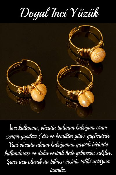 Tesbih Atölyesi Certified Thick Tumbler Model Real Pearl Ring - Adjustable