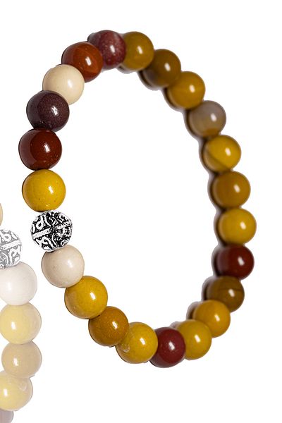 Tesbih Atölyesi Certified Aaa+ Quality Monkey Jasper Stone Bracelet - With Silver Device
