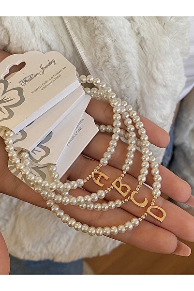takıtarzım Χρυσό βραχιόλι με γράμμα Α και πέρλες