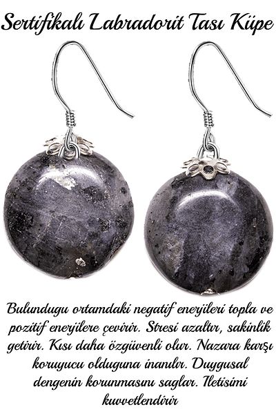 Tesbih Atölyesi Certified Aaa+ Quality Labradorite Stone Natural Stone Earrings