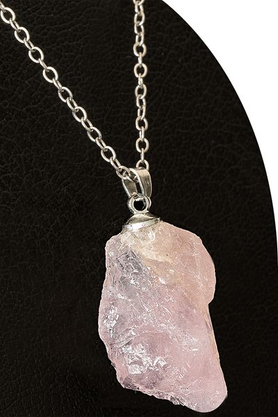 Tesbih Atölyesi Certified Raw Unprocessed Pink Quartz Stone Necklace