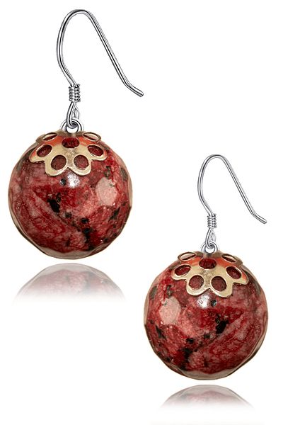 Tesbih Atölyesi Certified Red Quartz Stone Natural Stone Earrings