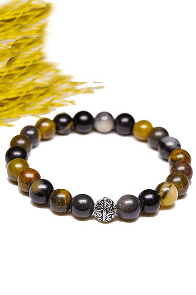 Tesbih Atölyesi Certified Aaa+ Pietersite Stone Bracelet - With Silver Device