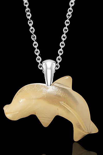 Tesbih Atölyesi Certified Dolphin Original Mother of Pearl Natural Stone Necklace