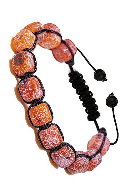 Tesbih Atölyesi Red Agate Stone - Certified Veined Cube Bracelet