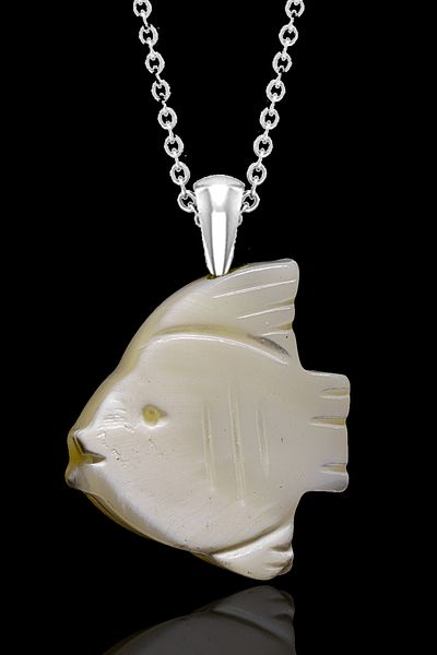 Tesbih Atölyesi Certified Genuine Fish Cut Mother of Pearl Stone Necklace