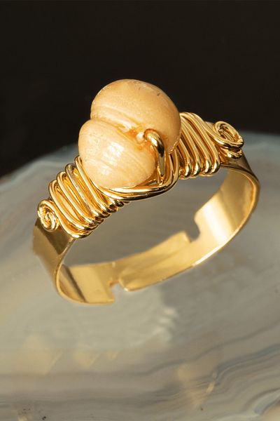 Tesbih Atölyesi Certified Thick Tumbler Model Real Pearl Ring - Adjustable