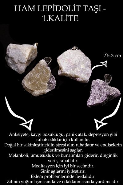 Tesbih Atölyesi Certified Raw Unprocessed Lepidolite Stone Necklace