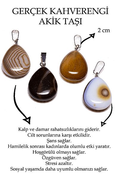 Tesbih Atölyesi Certified Drop Cut Veined Coffee Agate Stone Necklace