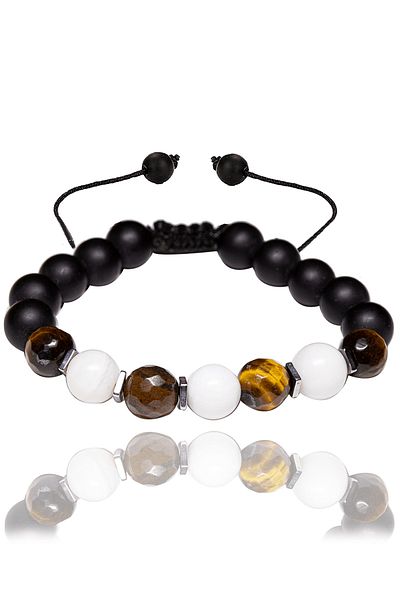 Tesbih Atölyesi Certified Tiger Eye - Mother of Pearl Stone Bracelet - Aaa+ Quality