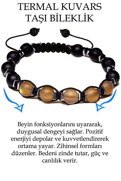 Tesbih Atölyesi Thermal Quartz Onyx Stone Brown Bracelet - Certified