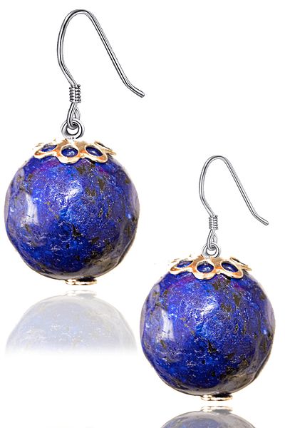 Tesbih Atölyesi Certified Lapis Lazuli Stone Natural Stone Earrings - Afghanistan