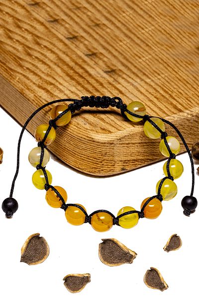 Tesbih Atölyesi Macrame Certified Light Orange Agate Bracelet