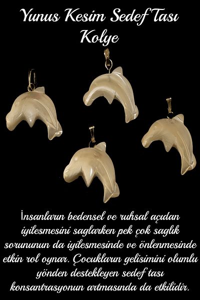Tesbih Atölyesi Certified Dolphin Original Mother of Pearl Natural Stone Necklace