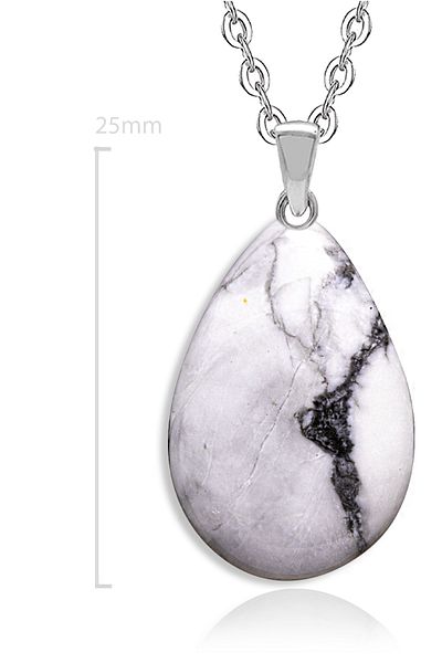 Tesbih Atölyesi Certified Drop Model Howlite Stone Necklace (WITH SILVER DEVICE)