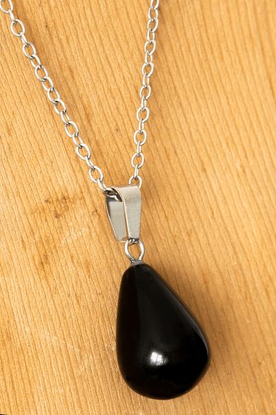 Tesbih Atölyesi Certified Drop Model Black Tourmaline Stone Necklace