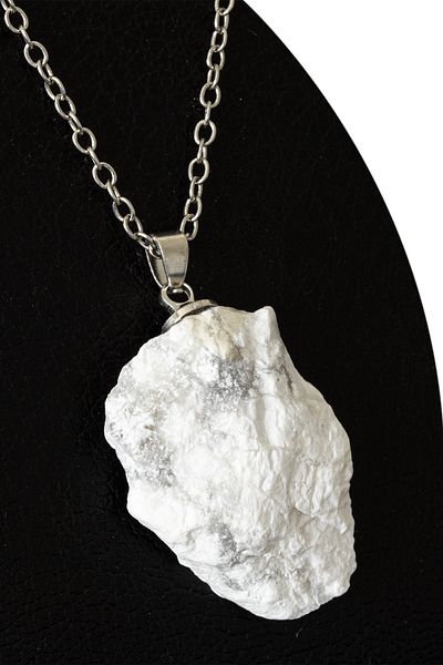 Tesbih Atölyesi Certified Raw Unprocessed Howlite Stone Necklace
