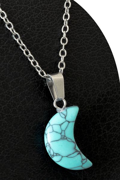 Tesbih Atölyesi Certified Moon Model Turquoise Stone Necklace