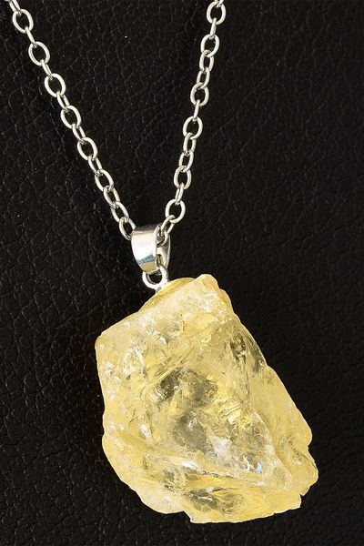 Tesbih Atölyesi Certified XL Raw Unprocessed Yellow Citrine Stone Necklace - 1st Quality