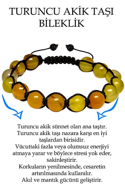 Tesbih Atölyesi Macrame Certified Light Orange Agate Bracelet