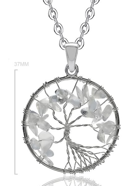 Tesbih Atölyesi Certified Natural Moonstone Tree of Life Necklace