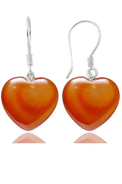 Tesbih Atölyesi Certified Heart Cut Yemen Agate Stone Natural Stone Earrings