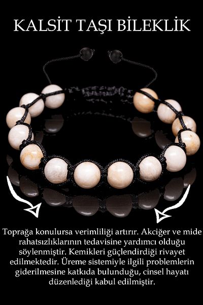 Tesbih Atölyesi Certified Calcite Stone Bracelet - Macrame