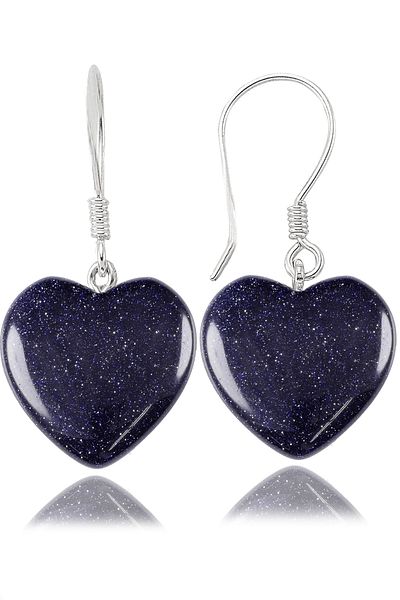 Tesbih Atölyesi Certified Heart Cut Blue Star Stone Natural Stone Earrings