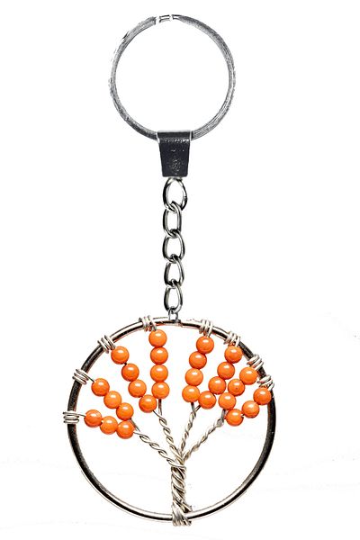 Tesbih Atölyesi Tree of Life - Certified OrAnge AgAte Stone NAtural keychAin