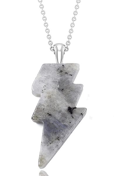 Tesbih Atölyesi Certified Lightning Model Reflected Labradorite Stone Necklace - Aaa+ Quality