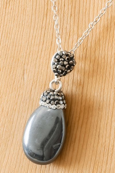 Tesbih Atölyesi Certified Zircon Stone Hematite Stone Necklace