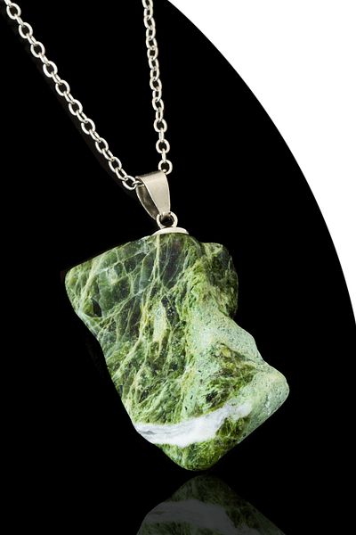 Tesbih Atölyesi Certified Raw Unprocessed Green Lepidolite Stone Necklace - XL