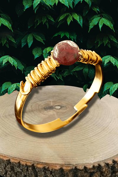 Tesbih Atölyesi Certified Broken Stone Gold Model Garnet Garnet Ring - Adjustable