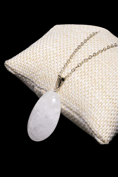 Tesbih Atölyesi Certified Timbil Model Crystal Quartz Stone Necklace - With Silver Apparatus