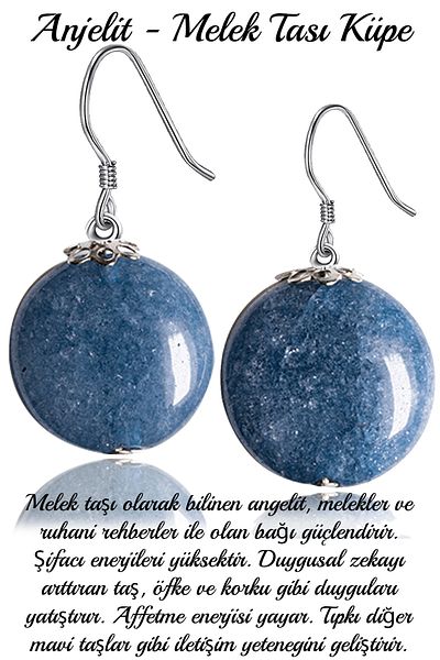 Tesbih Atölyesi Certified Angelite - Angelite Angel Stone Earrings