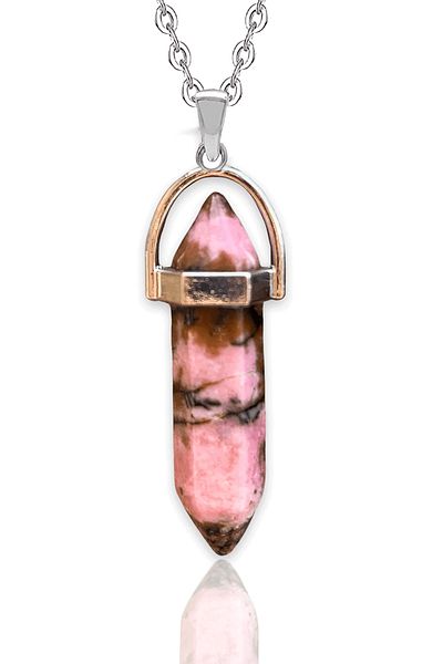 Tesbih Atölyesi Certified Nail Model Rhodonite Stone Necklace (RHODOCROSITE STONE)